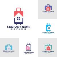 Set of House Suitcase logo design vector. Suitcase logo design template concept vector