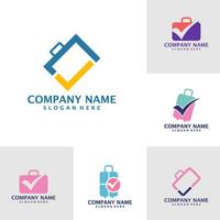 Set of Check Suitcase logo design vector. Suitcase logo design template concept vector