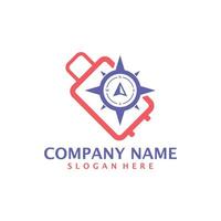 Compass Suitcase logo design vector. Suitcase logo design template concept vector