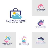 Set of Cloud with Suitcase logo design concept vector. Suitcase logo design template vector