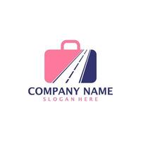 Road with Suitcase logo design concept vector. Suitcase logo design template vector