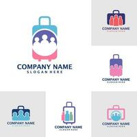 Set of People Suitcase logo design vector. Suitcase logo design template concept vector