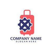 Gear Suitcase logo design vector. Suitcase logo design template concept vector