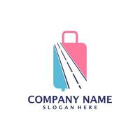 Road with Suitcase logo design concept vector. Suitcase logo design template vector