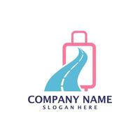 Road with Suitcase logo design concept vector. Suitcase logo design template vector