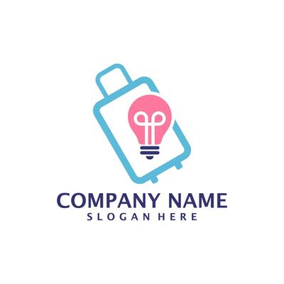 Bulb Suitcase logo design vector. Suitcase logo design template concept