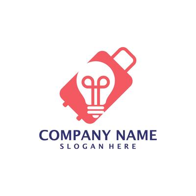 Bulb Suitcase logo design vector. Suitcase logo design template concept