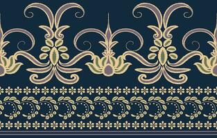 Ikat ethnic pattern floral border Aztec abstract pattern design for textures, fabrics, garments, wraps, decorations, rugs. vector