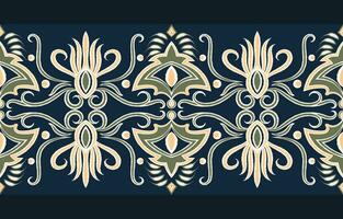 Ikat ethnic pattern floral border Aztec abstract pattern design for textures, fabrics, garments, wraps, decorations, rugs. vector