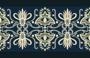 Ikat ethnic pattern floral border Aztec abstract pattern design for textures, fabrics, garments, wraps, decorations, rugs. vector