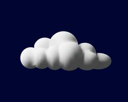 3D render fluffy cloud. Realistic modern icon in clay style. Vector illustration white element on blue sky background. Soft heaven. Meteorology symbol of cloudy weather