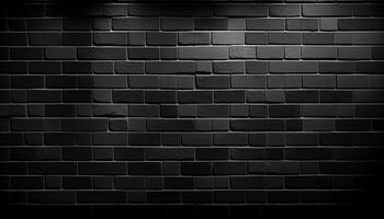 Sleek charcoal charm textured background of black brick wall, Generative AI photo