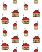 Vector seamless pattern of hand drawn doodle sketch house