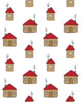 Vector seamless pattern of hand drawn doodle sketch house