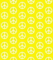 Vector flat white peace symbol isolated on yellow