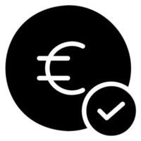 euro aceptado glifo icono vector