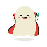 Cute ghost in dracula halloween costume vector