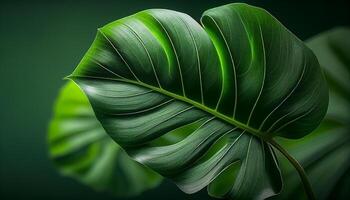 cerca arriba de un hoja, macro naturaleza verde hoja de cerca disparo, generativo ai foto