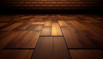 Room with wooden floor, flooring made of brown wood, Generative AI photo