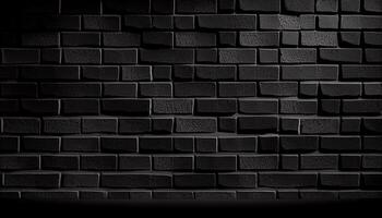 Sleek charcoal charm textured background of black brick wall, Generative AI photo