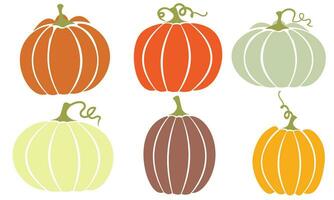 Set of Pumpkin of various shapes and colors vector