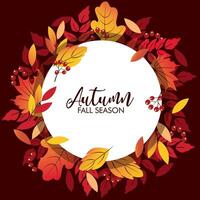 Autumn background with falling leaves frame vector