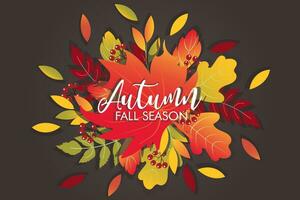Autumn background with falling leaves frame vector