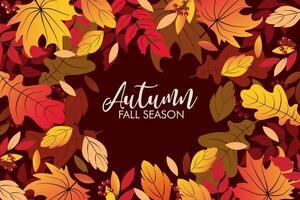 Autumn background with falling leaves vector