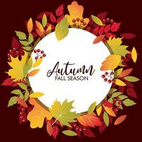 Autumn background with falling leaves frame vector