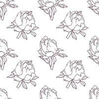 Seamless pattern from contour rose buds. Floral background. Outline drawing, textile, print. Vector