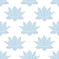 Seamless pattern, delicate blue lotus flowers on a white background. Floral background, fabric, print. Vector