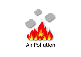 Air environment pollution concept. Hot fire or flame with smoke, dirty particle, smog, and dust on white background. vector