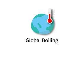 Global warming or boiling. Thermometer with earth on white background. Climate change. vector