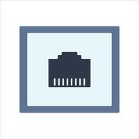 Network port Vector Illustration. LAN Cable socket icon isolated background. Ethernet port sign. Local area connector icon for scheme, structure, plan, poster