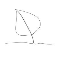 Leaf in continuous line art drawing style. Simple black sketch made of one line isolated on white background. Vector illustration