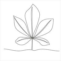 Leaf in continuous line art drawing style. Simple black sketch made of one line isolated on white background. Vector illustration