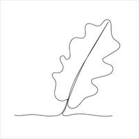 Leaf in continuous line art drawing style. Simple black sketch made of one line isolated on white background. Vector illustration