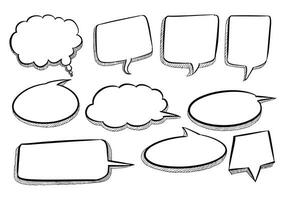 Creative hand draw chat sketch set design vector