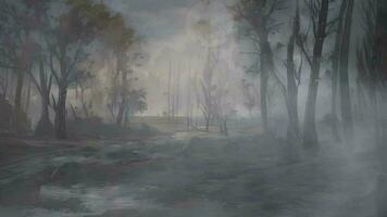 Enchanted Forest, A Mysterious and Dark World of Trees and Smoke video