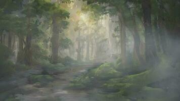 pintor impressão do uma exuberante floresta video