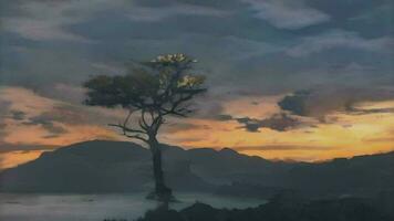 un solitario árbol en mundo maravilloso video