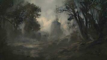 sereno ainda misterioso, uma vislumbre para dentro uma nebuloso floresta video