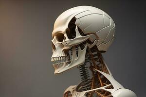 a human skeleton on a solid color background. ai generative photo