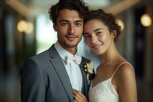 ai generativo foto retrato de un Pareja en Boda día