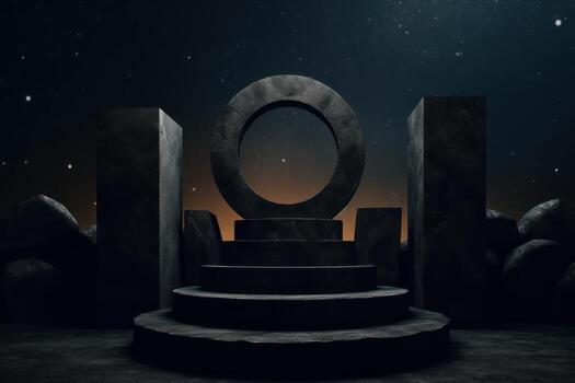 Ai Generative Photo of a podium in space for product presentation