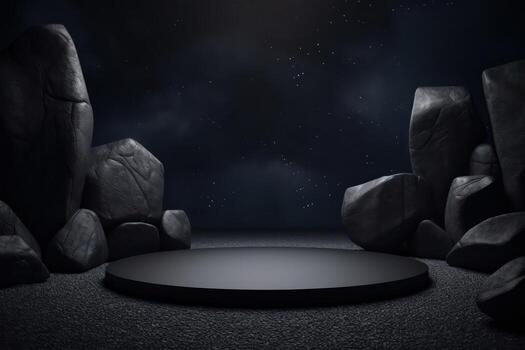 AI Generative Photo of a podium in space for product presentation