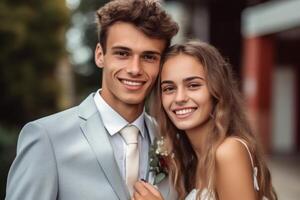 ai generativo foto retrato de un Pareja en Boda día