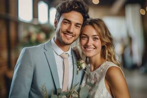 Ai Generative Photo portrait of a couple on wedding day