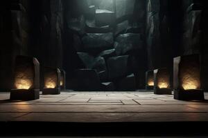 Photo of a podium in space for product presentation
