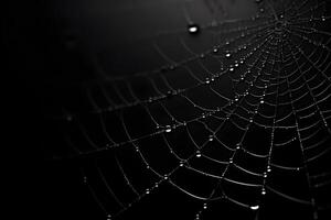 spiderweb overlay dark background, spooky horror design element, ai generated photo